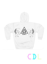 CHATEAU DE LION classic white hoodie with chateau de lion logo print on back cdl-hdy-clsc-oo1-wht
