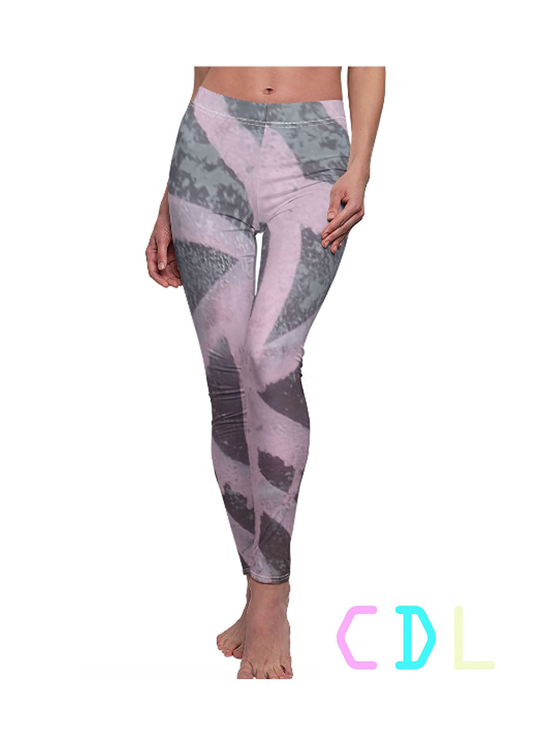 pink grafitti leggings made by chateau de lion front view cdl-legs-pinkgf-001