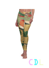 the oak tree leggings made by chateau de lion using a ancient classic japanese print design cdl-legs-oak-001. front view