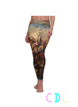 the trinity leggings made by chateau de lion renaissance art graphic print front view cdl-legs-trnty-001
