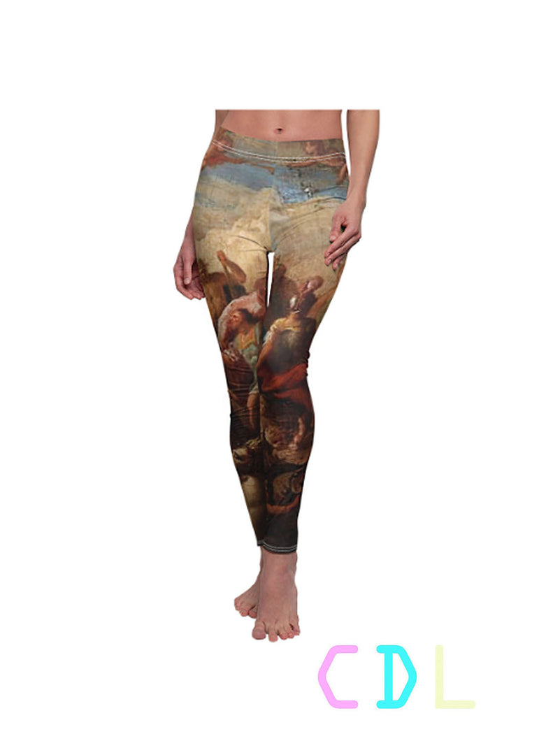 the trinity leggings made by chateau de lion renaissance art graphic print front view cdl-legs-trnty-001