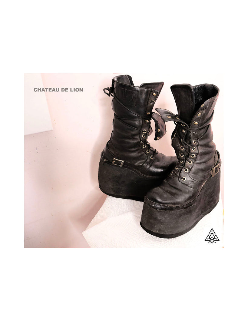 the platform motorcycle boots made by chateau de lion cdl-bts-pltfm-001-bk