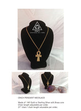 Egyptian 14k gold Ankh pendant necklace made by chateau de lion front view cdl-neck-ankh-01