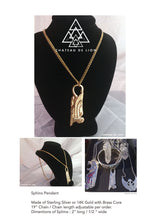 the egyptian sphinx pendant necklace made by chateau de lion.  cdl-neck-sphx-gld-01
