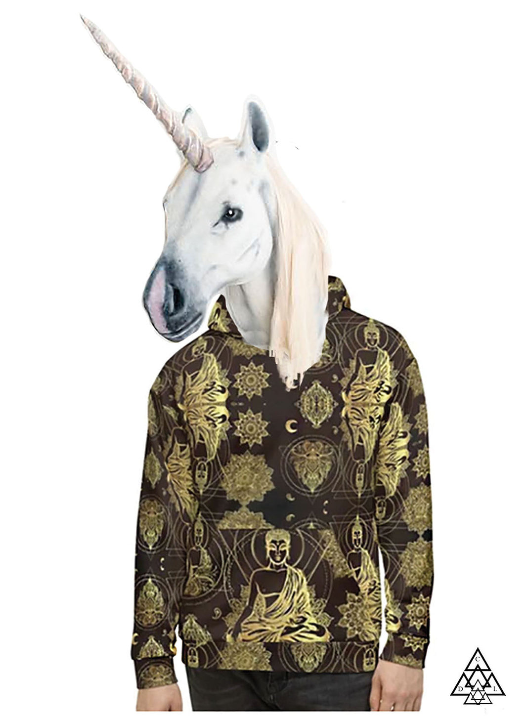 the buddha matrix hoodie made by chateau de lion front view cdl-hdy-bdha-mx-001