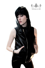 the cyber punk hooded vest jacket made by chateau de lion   cdl-vst-cybr-hd-blk