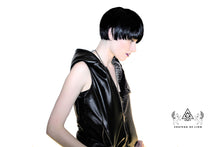 the cyber punk hooded vest jacket made by chateau de lion   cdl-vst-cybr-hd-blk