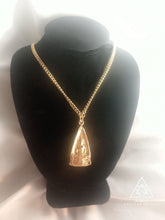 double sided buddha pendant necklace 14k gold plated  or solid made by chateau de lion cdl-neck-dbl-bdha-01.   front view
