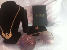 Egpytian Goddess isis pendant necklace and fluer de lis ring 14k gold  made by chateau de lion front view cdl-neck-isis-pnd-01