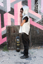 the f1 future vest worn by a model side view made by chateau de lion.   cdl-slvr-f1-vst-01