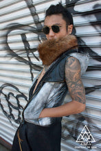 the silver cyber punk vest jacket made by chateau de lion front view cdl-slvr-vst-ho-01