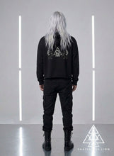 Queens Live Forever Hoodie by Chateau De Lion featuring cyber punk artwork premium luxury fashion worn by male model