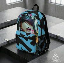 RVR GRL Blue Backpack with cyber punk vibes by Chateau De Lion