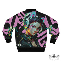 RVR GRL Baby Pink Bomber Jacket by Chateau De Lion featuring cyber punk anime artwork premium luxury fashion 
