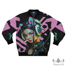 RVR GRL Baby Pink Bomber Jacket by Chateau De Lion featuring cyber punk anime artwork premium luxury fashion 
