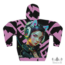 RVR GRL baby pink hoodie by Chateau De Lion featuring cyber punk anime artwork premium luxury fashion 