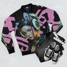 RVR GRL Baby Pink Bomber Jacket by Chateau De Lion featuring cyber punk anime artwork premium luxury fashion 