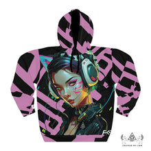 RVR GRL baby pink hoodie by Chateau De Lion featuring cyber punk anime artwork premium luxury fashion 
