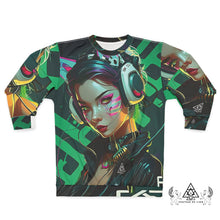 RVR GRL green graphic sweatshirt cyber anime streetwear custom design by Chateau De Lion