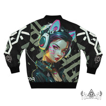 RVR GRL Grey Bomber Jacket by Chateau De Lion featuring cyber punk anime artwork premium luxury fashion design 