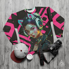 RVR GRL Hot Pink Sweatshirt by Chateau De Lion featuring cyber punk anime artwork premium luxury fashion