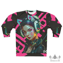 RVR GRL Hot Pink Sweatshirt by Chateau De Lion featuring cyber punk anime artwork premium luxury fashion