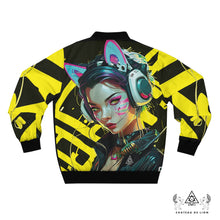 RVR GRL Yellow  Bomber Jacket by Chateau De Lion featuring cyber punk anime artwork premium luxury fashion 