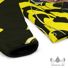 RVR GRL Yellow Puffy Jacket by Chateau De Lion featuring cyber punk anime artwork premium luxury fashion 