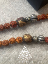 shiva mala necklace close up view on hand made beads made by chateau de lion cdl-mla-shva-001