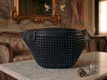 Black Studded Vegan Leather waist bag by Chateau De Lion