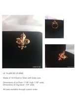 The Fluer De Lis ring in 14k gold made by chateau de lion.  multiple angle view    cdl-rg-flr-gld-01
