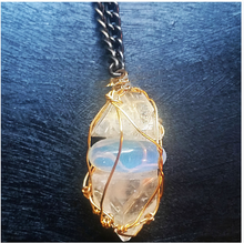 Opal Quartz Crystal Point Amulet Necklace