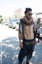 the silver cyber punk vest jacket made by chateau de lion front view cdl-slvr-vst-ho-01